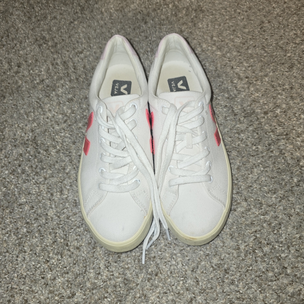 Veja Women's Canvas Esplar SE Low Sneakers In White Rose Size 7 - Picture 3 of 9